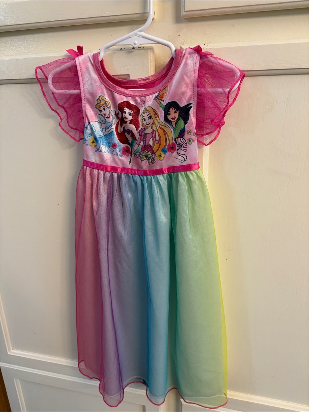 Disney Pink Rainbow Princess Tulle Nightgown Girls 2T